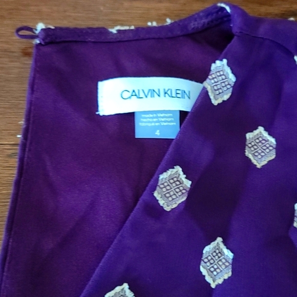 NWT Calvin Klein Women's Dress Gold Purple Dress Size 4 - Picture 4 of 4